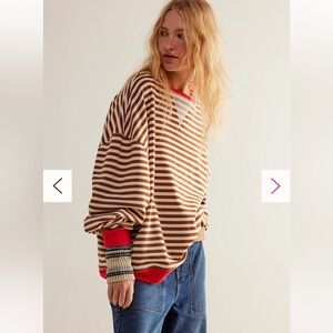 Free People We the Free Classic Striped Oversized Crewneck Sweatshirt